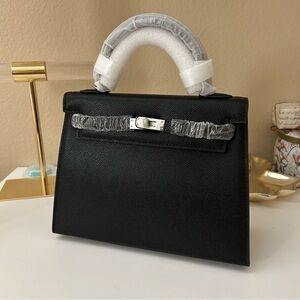 25cm Epsom Leather Top Handle Satchel Black